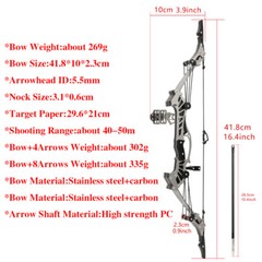 16lbs Shooting Mini Compound Bow Arrow Set 16″ Archery Toy Gift Game Target Hunt