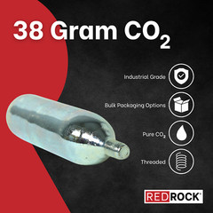 Redrock 38 gram CO2 cartridge 3/8″ diameter with 24/in threads