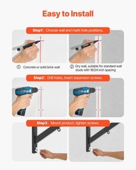 Pull Up Bar,Multi-Grip Wall Mounted Pull Ups,50 in Width Multifunctional Chin Up