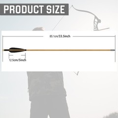 12pcs 33″ Wooden Arrows Turkey Feather Sharp Iron Tips for Recurve Bow Longbow