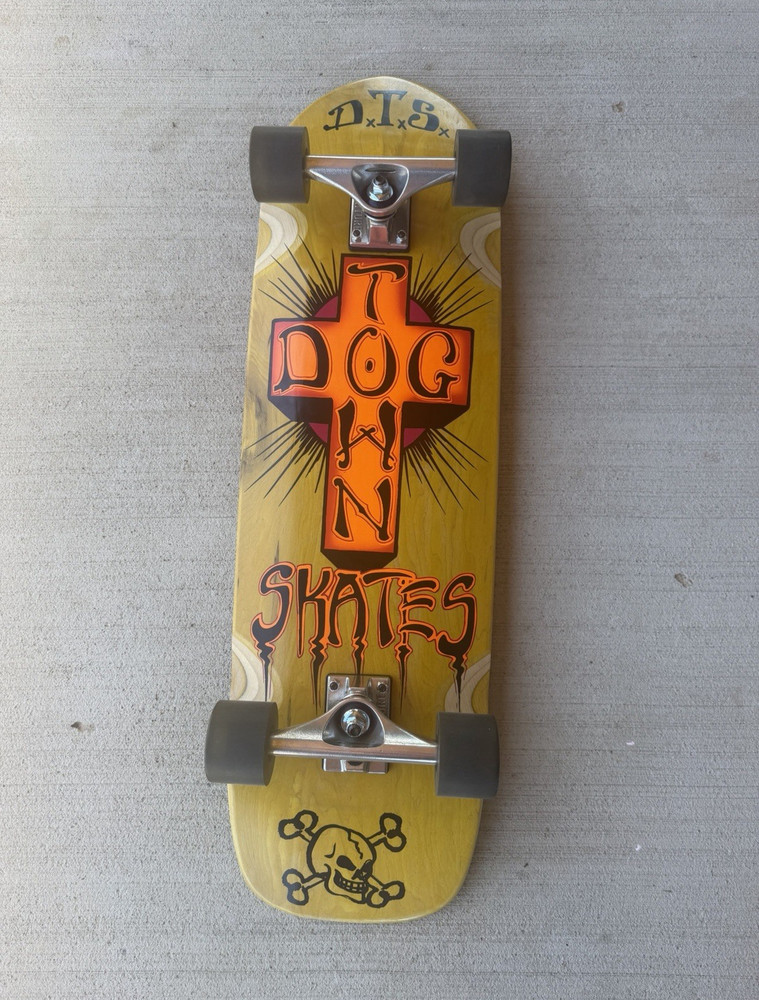 Dogtown Skates Complete Skateboard Yellow/Orange/Black Cross Skull Graphic