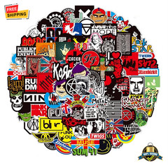 100pcs Classic Rock Band Stickers Waterproof Music Decals for Laptop Guitar
