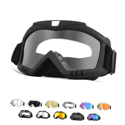 Yourkar Dirt Bike Goggles, Windproof ATV Off-Road Goggle, Black-transparent