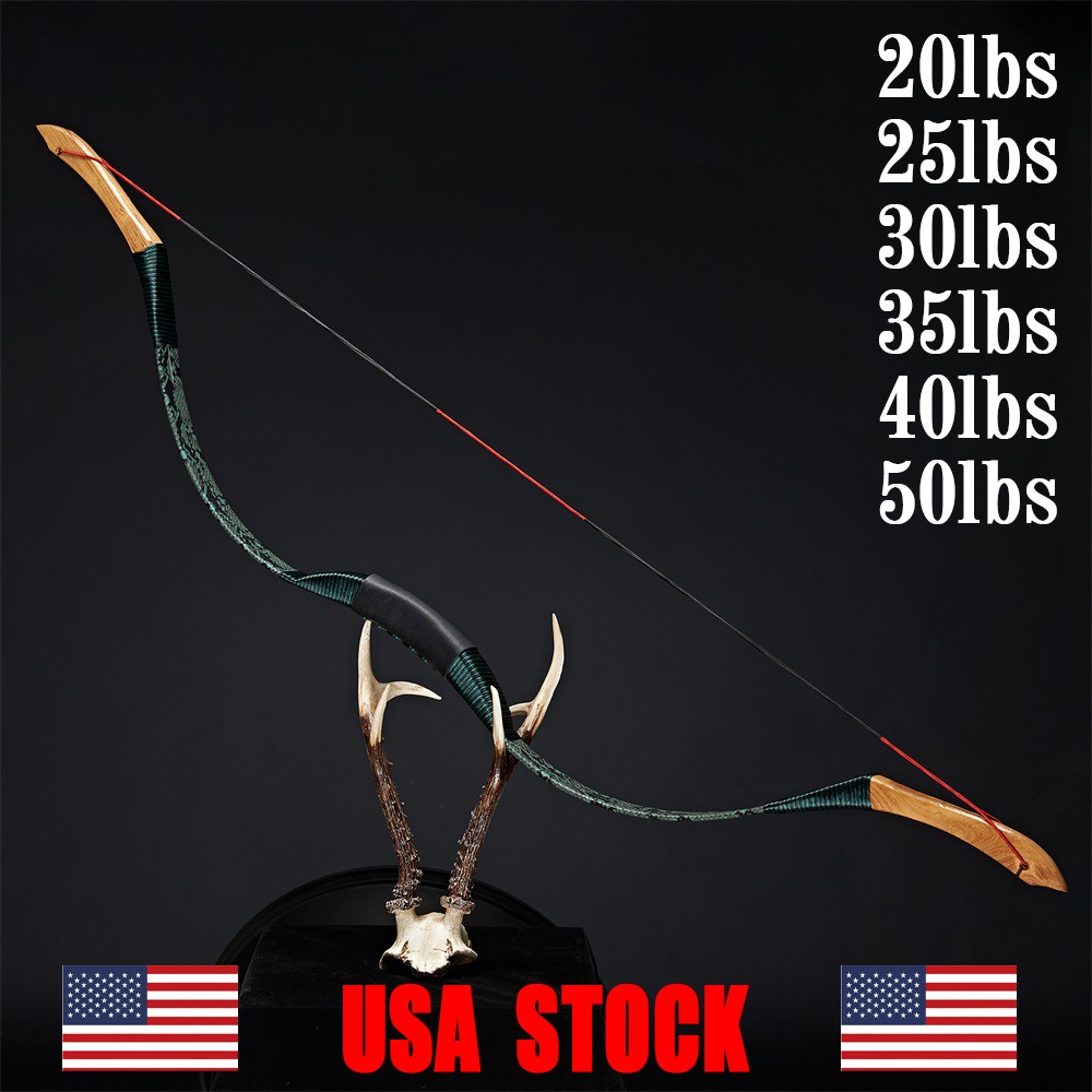 Traditional Recurve Bow Archery 20-50lb Handmade Longbow Hunting Shooting Target