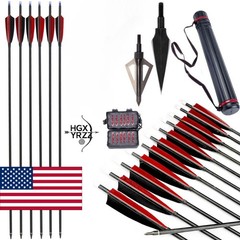 Archery Arrowhead Quiver Carbon Arrows 30″ Turkey Feather Compound Recurve Bow