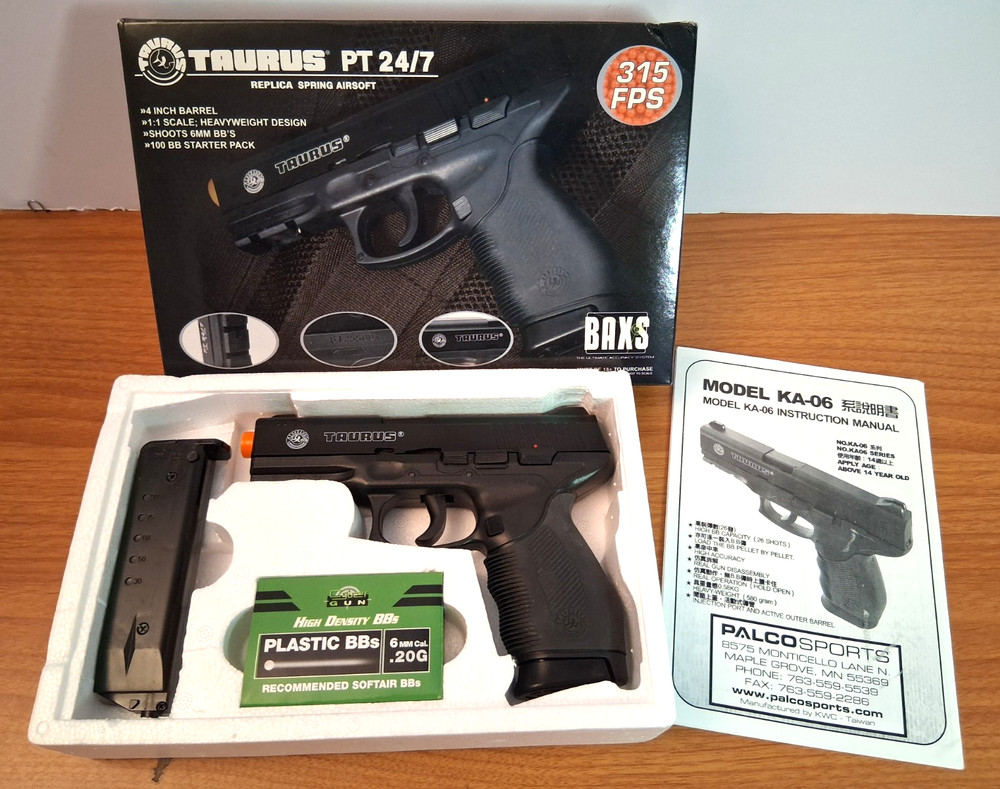 Palco Sports Taurus PT 24/7 Replica Spring Airsoft with Speed Loader Manual Box