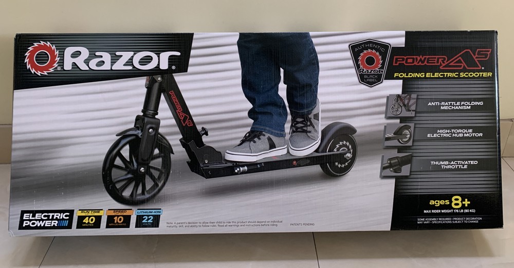 Razor Power A5 Black Label – 22V Lithium Ion Electric-Powered Scooter