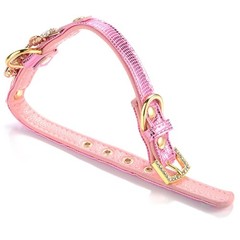 Gold Bling Diamond Giltter Leather Fashion Collar with Ring for Tags for Smal…