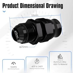 10AN Male to 5/8 in. Hardwire Compression Fitting, Aluminum, Black 10AN-5/8-1PCS