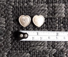 Vintage Alpaca Silver 5/8 in Heart Bit End Bridle Rein Chicago Screw Concho PAIR