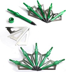 12pcs Archery Broadheads 3 Fixed Blade 100Grain Hunting Arrowheads with One Case