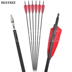 Carbon Arrows 30″ 4″ Feather Archery Arrows Compound Bow Recurve Bow Hunting