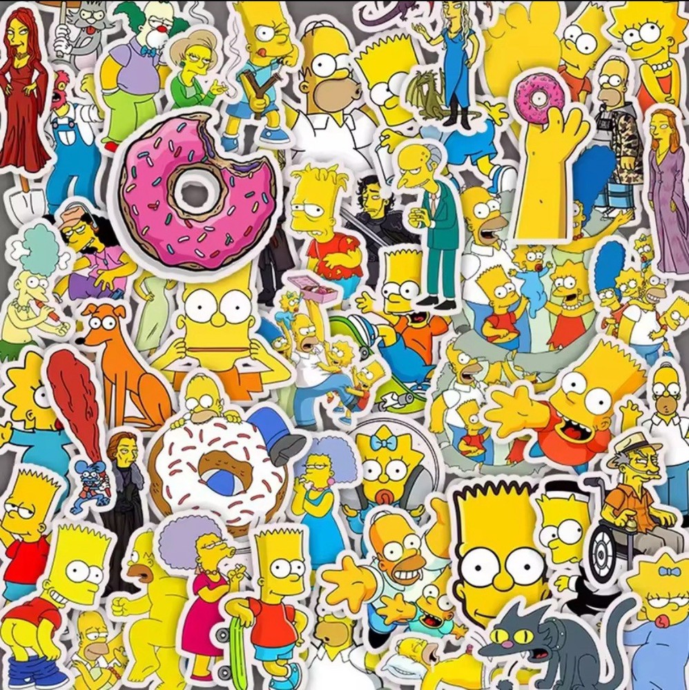 25 Piece Mix Lot 2” Simpsons Stickers Water Bottles, Waterproof Vinyl