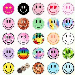 Waterproof Smiling Stickers 50PCS – Reusable PVC Decals for Laptops & Luggage