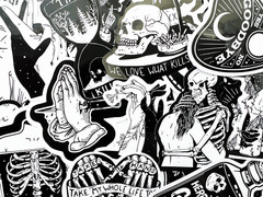 1000 Random Bulk Gothic Stickers Lot Goth Pack Dark Horror Theme Punk Decals