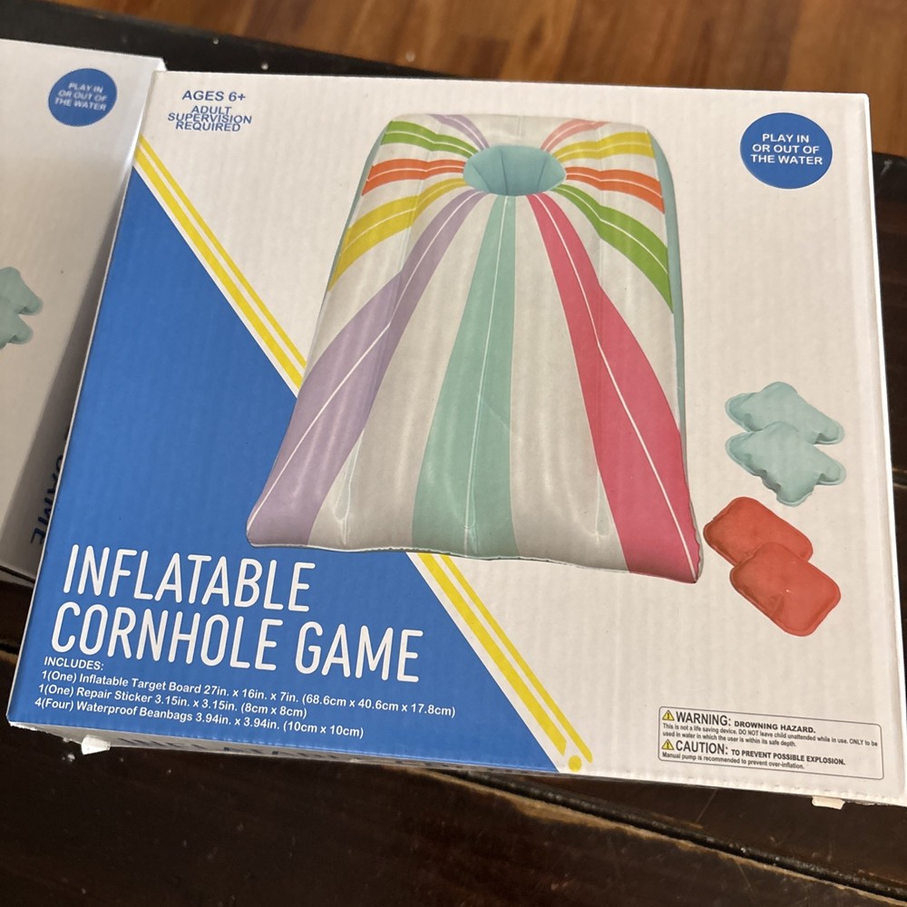 Inflatable Cornhole Game 1 Target Board, 4 Waterproof Beanbags / Sunburst