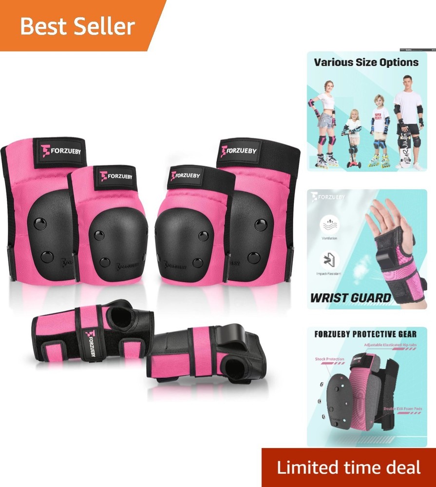 Lightweight 6-in-1 Knee Elbow Wrist Guard Set for Skateboarding & Roller Skating