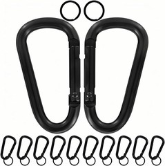 13 Colors Heavy Duty Aluminum D Carabiner Clips & Key Rings, Black & Sliver C…