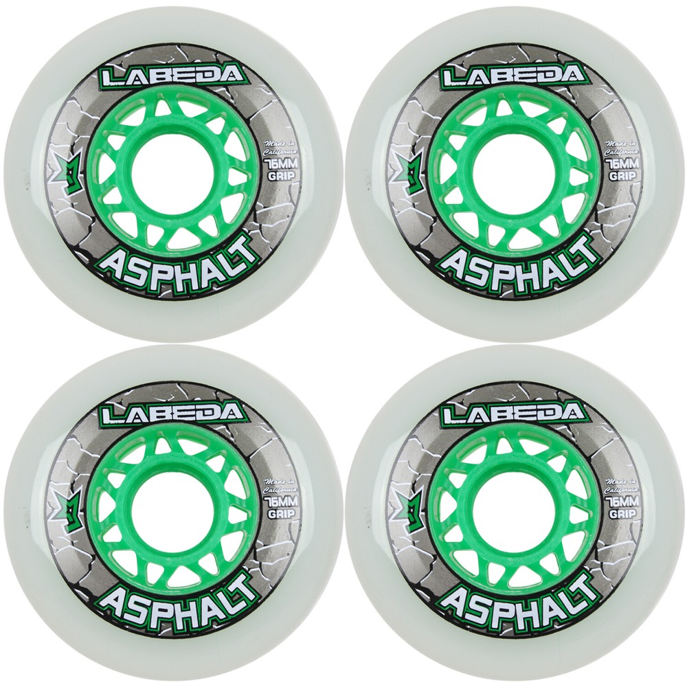 Labeda Asphalt Outdoor Inline Roller Hockey Wheels 76mm White 83A Outdoor 4-Pack