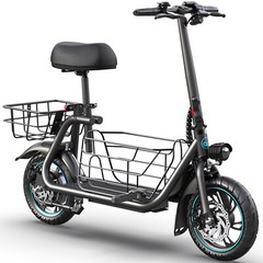 Gyroor C1S Electric Scooter with Seat&Carry Basket 21Miles Range For Pet Dog Cat