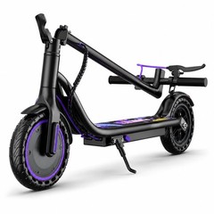 Foldable Electric Scooter 162Wh 350W 19mph APP Control Purple Graffiti Deck