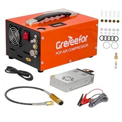 PCP Air Compressor, 4500 PSI / 30 MPa, Dual Power Car 12V DC or Home Orange