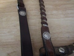 VINTAGE SILVER ROYAL SILVER CONCHO & LACED BRIDAL REINS AND BREAST COLLAR SET