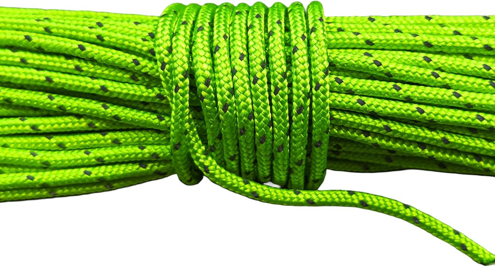 Ultra Light Dyneema Reflective Green Rope 1/16 Inch Diameter | 440Lbs Breakin…