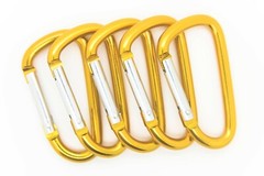 Pack of 6 pcs 3″ Aluminum Carabiner Spring Belt Clip Key Chain D Shape Gold NEW