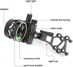 5 Pin Compound Bow Sight 0.019″ Fiber Micro 4X 6X 8X Archery Hunting Shoot RH LH