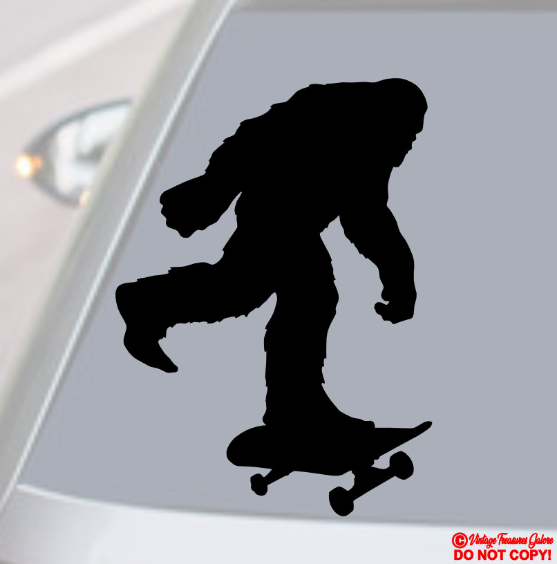 BIGFOOT RIDING SKATEBOARD VINYL DECAL STICKER CAR WINDOW BUMPER JDM SASQUATCH