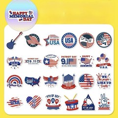 30Pcs Random Patriotic 4th of July American Independence Memorial Day Sticker