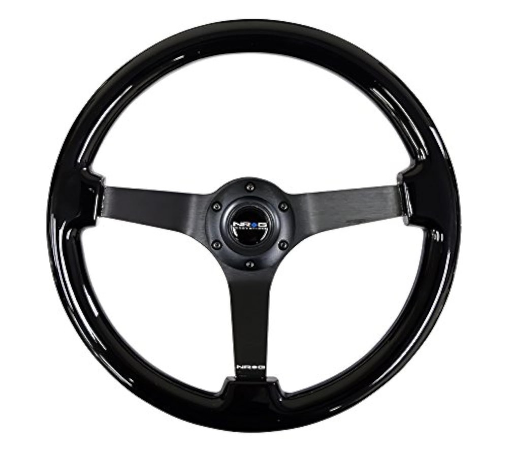 NRG Innovations NRG-RST-036BK-BK Reinforced Steering Wheel – Classic Black…