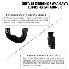 30KN D-Shape Aluminum Screw Locking Carabiner Climbing Rescue Caving Hook Buckle