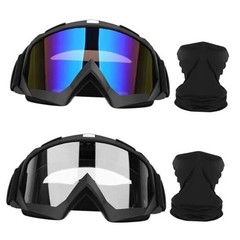 Lievermo Motorcycle Goggles Dirt Bike Goggles 2 Pack ATV Off-Road Black+clear