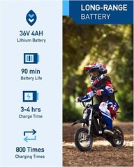 Hiboy 36V Electric Dirt Bike Kids Motorcycle Toy Motocross 9.3 Miles Range DK1
