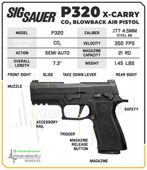 Sig Sauer P320 XCARRY CO2 .177 cal Semi-Auto Blowback Air Pistol AIR-P320XCA-BB