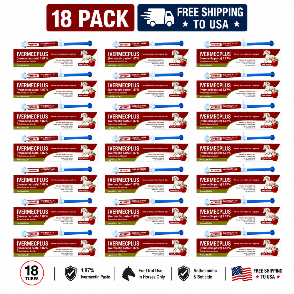 18 Pack In Box Paste Horse Dewormer Apple Flavor Dewormer FREE Shipping to US