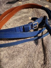 Equestrian Rubber Grip Schooling Reins With Buckle Ends..blue Nylon..apprx 10 Ft