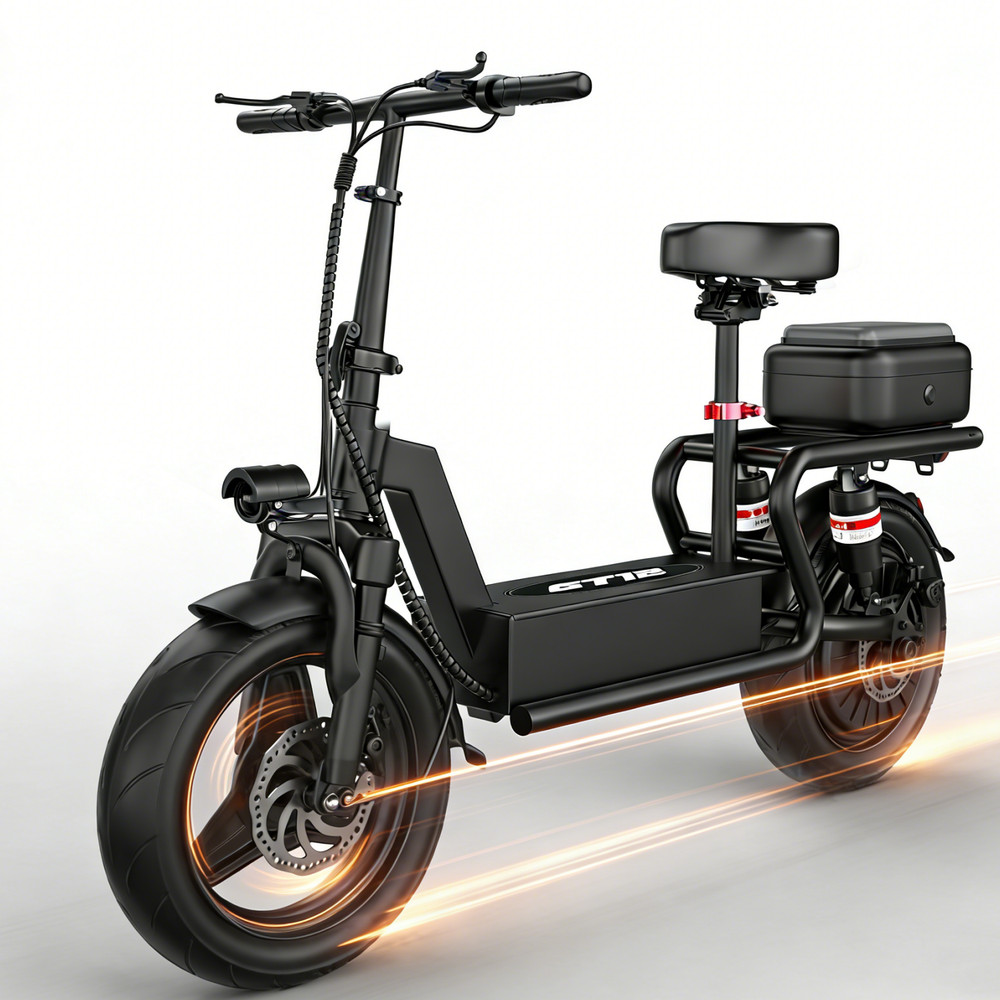 Electric Scooter with Seat Peak 1500W Motor Up to 25MPH 45 Miles Range 14″ US