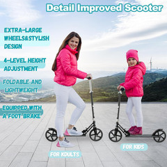 Foldable Kick Scooter 8″ Big Wheels Scooter work load 220LBS for Kids 6 up Teens