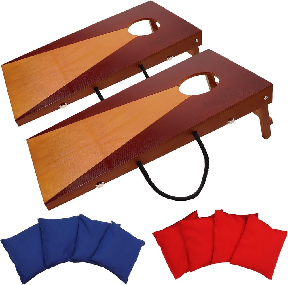 2’x1′ Portable Solid Wood Cornhole Set, Beanbag Toss Game Set for Indoor/Outdoor