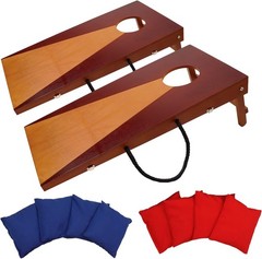 2’x1′ Portable Solid Wood Cornhole Set, Beanbag Toss Game Set for Indoor/Outdoor