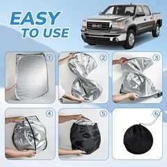 Front Windshield Sunshade Compatible with GMC (2019-2024) Sierra 1500 2500