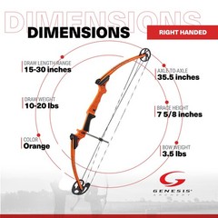 Genesis 10472 Original 35.5-Inch Lightweight Aluminum Righthand Bow, Orange