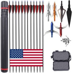 30″ Archery Carbon Arrows Turkey Feather Compound Recurve Bow Arrowhead Quiver