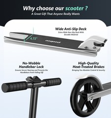 Adjustable Kick Scooter for Adults Teens Kid Foldable Scooter 7.9IN Big Wheels