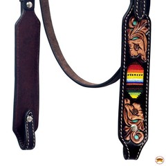 Hilason Horse Floral Hand Carved American Leather Breast Collar Headstall