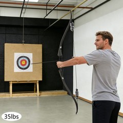 35 Lbs Recurve Bow Kit Right Hand Takedown Wooden Hunting Bow With 12 Arrows