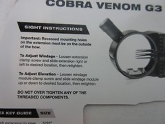 Cobra Archery Venom G3 Sight .019″ pins Black 5-pin C-694BLK right or left hand